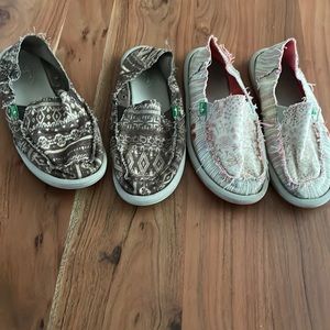 Sanuk women’s shoes size 9. Two pair sold together.